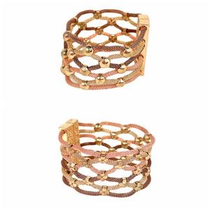 Multi Row Mesh Reversible Bracelet, Gold, Copper